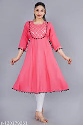 Stylish gazari Rayon Anarkali gown with yoke work, solid combo and three-quarter sleeves for women